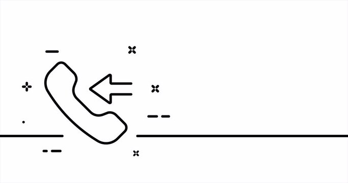 Handset. Landline phone, Incoming, missed call, dialogue, contact us, phone, communication, connection. One line drawing animation. Motion design. Animated technology logo. Video 4K