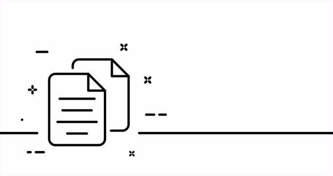 File group. Information, text document, reader, folder, pdf file, private, book, note. Data set concept. One line drawing animation. Motion design. Animated technology logo. Video 4K