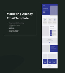 Fototapeta na wymiar Marketing Agency Email Newsletter Template For Email Marketing