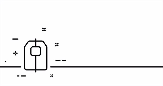 Tea bag. Hot drink, tea leaves, herbs, beans, cocoa, americano, cappuccino, care, coffee shop, barista. Beverage concept. One line drawing animation. Motion design. Animated technology logo. Video 4K