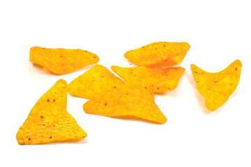 Naklejka premium Nachos chips, isolated on white background.