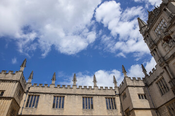 Fototapeta na wymiar Bodleian Library. Library. Oxford, oxfordshire. England. UK. Great Brittain. University. Clouds.