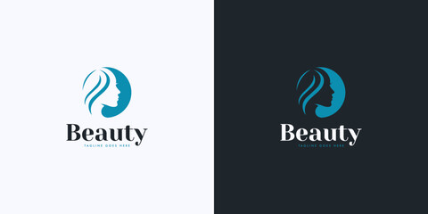 Beauty logo in classic light blue color