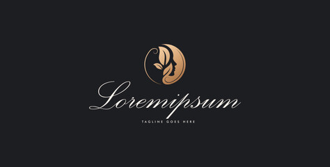 Beauty logo in luxury and beautiful gold color