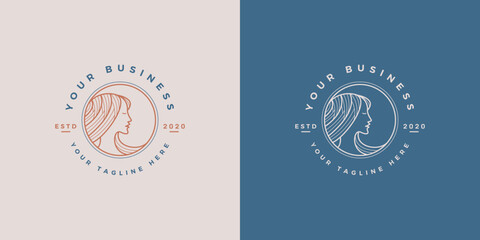 Beauty logo with classic elegant line art design