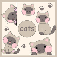 cats  cute set  character design for decoration , design , clipart