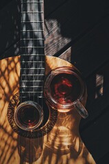 guitar and coffee make some music for good mood