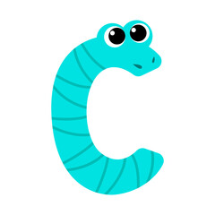 Naklejka premium The letter C. Symbol from the monster alphabet. Isolated on white background. Vector illustration.