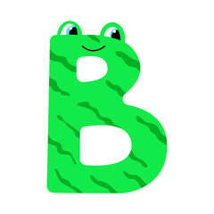 The letter B. Symbol from the monster alphabet. Isolated on white background. Vector illustration.