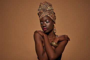 Girl wear african outfit and accessories think