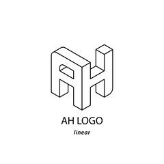 Isometric Letters A and H Logo Template