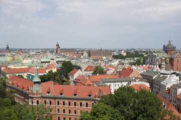 Fototapeta na wymiar Vista panorámica de la ciudad de Cracovia en Polonia