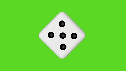 The dice is spinning on the green screen. 3D animation - Powered by Adobe