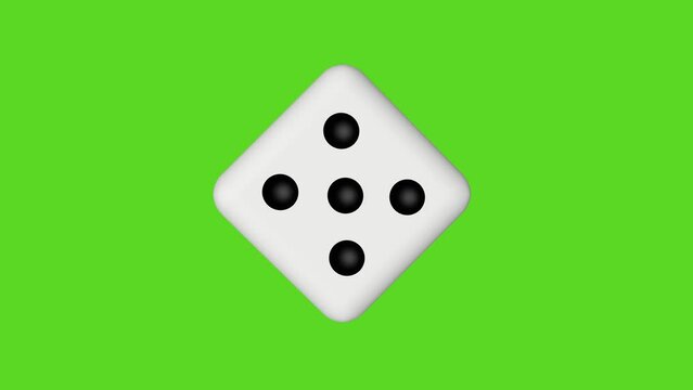 The dice is spinning on the green screen. 3D animation