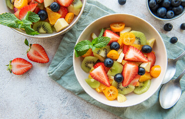 Healthy fresh fruit salad in a bowl