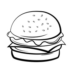 Burger vector sketch in clear line for pattern, logo, sign, and more