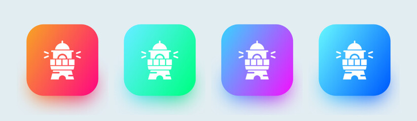 Lighthouse solid icon in square gradient colors. Beacon light signs vector illustration.