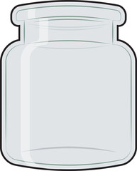 Empty glass jar. Background for drawing. Kitchen. Label for an inscription.