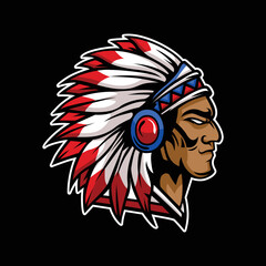 Indian Chief Head Mascot Illustration