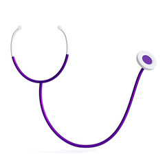 Healthcare medical doctor purple stethoscope isolated white background. 3d rendering.
