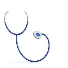 Healthcare medical doctor blue stethoscope isolated white background. 3d rendering.