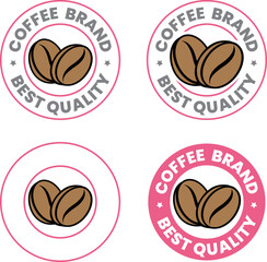 Colorful Round Coffee Beans Icons with Text - Set 1