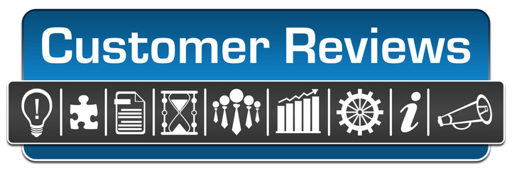 Customer Reviews Blue Grey Rounded Square Horizontal Symbols 
