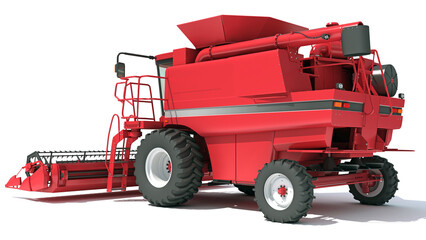 Combine Farm Harvester 3D rendering on white background