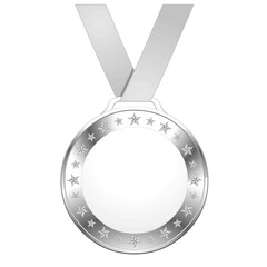 Silver star medal isolated on white background