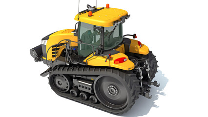 Fototapeta na wymiar Farm Track Tractor 3D rendering on white background