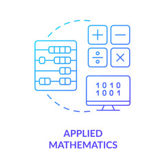 Applied mathematics blue gradient concept icon. Computer science. Machine learning engineer skill abstract idea thin line illustration. Isolated outline drawing. Myriad Pro-Bold font used