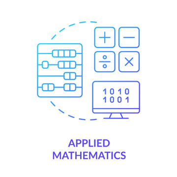 Applied Mathematics Blue Gradient Concept Icon. Computer Science. Machine Learning Engineer Skill Abstract Idea Thin Line Illustration. Isolated Outline Drawing. Myriad Pro-Bold Font Used