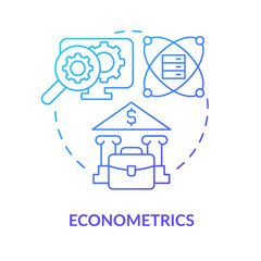 Econometrics blue gradient concept icon. Financial predictions. Banking field. Data analyst skill abstract idea thin line illustration. Isolated outline drawing. Myriad Pro-Bold font used