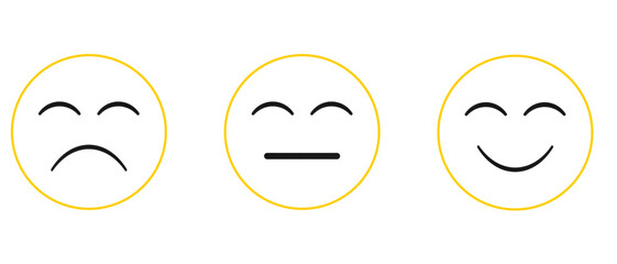 happy,thinking and sad facial expressions.
evaluation and rating concept idea.