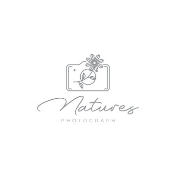 flower with camera photograph logo design