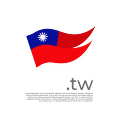 Obraz na płótnie Canvas Taiwan flag. Colored stripes taiwanese flag on a white background. Vector design of national poster with tw domain, place for text. Brush strokes. State patriotic banner taiwan, cover