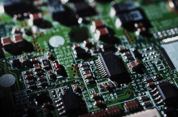 Close-up view of the electronic circuit