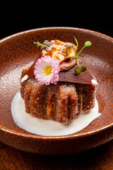 tasty cake with chocolate and caraamel