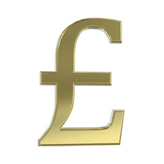 3D gold silver £ pound sterling currency symbol symbols sign signs cut out isolated on white background