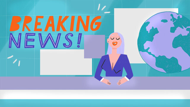 Breaking News _ Anchor-woman of the newscast presenting 