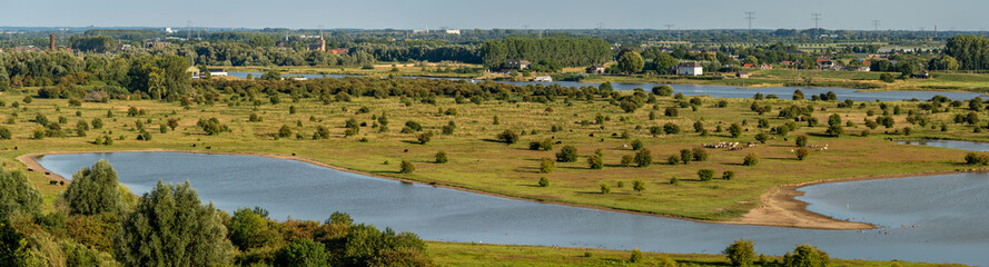 Panorama of Blauwe Kamer nature reserve nearby the city of Rhenen, as seen from the Grebbeberg observation point