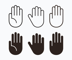 Hand stop symbol. Hand icon set. Stop hand vector icon