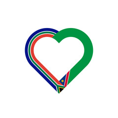 friendship concept. heart ribbon icon of south africa and namibia flags. vector illustration isolated on white background