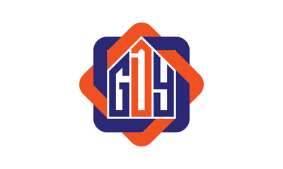 GDY three letter real estate logo with home icon logo design vector template | construction logo | housing logo | engineering logo | initial letter logo | minimalist logo | property logo | - obrazy, fototapety, plakaty
