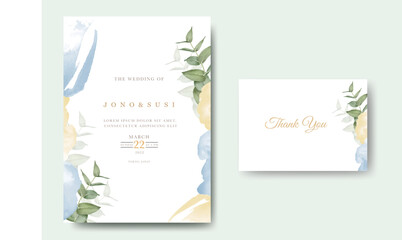 Hand painted watercolor floral wedding invitation template 