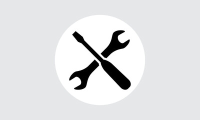 service and repair. gear, wrench, screwdriver. Logo, Design Element Vector, simple illustration concept, symbol isolated