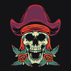 Skull Pirates Retro Vector Illustration