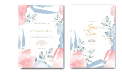 Hand painted watercolor floral wedding invitation template 
