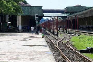 Fototapeta na wymiar A serene Railway station at sylhet Bangladesh.