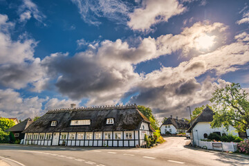 Thatched hoiuse in Faldsled on the island Funen in Denmark © Frankix